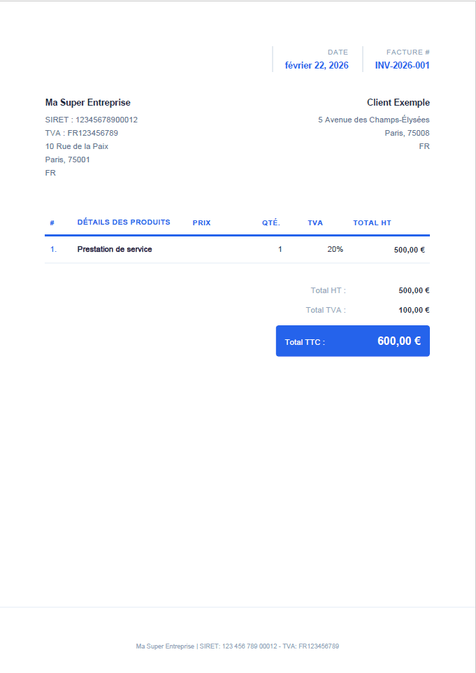 Aperçu du template Classic 01